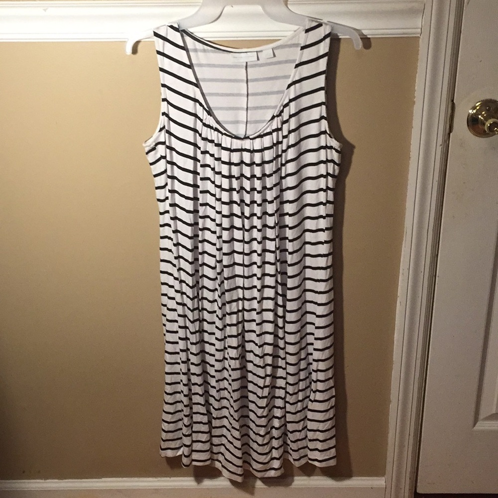 white and black stripped dress